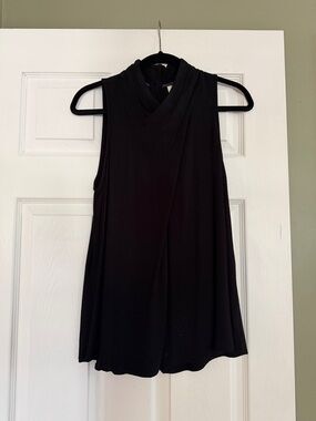 Anthropologie Black Sleeveless Wrap-Front Tank